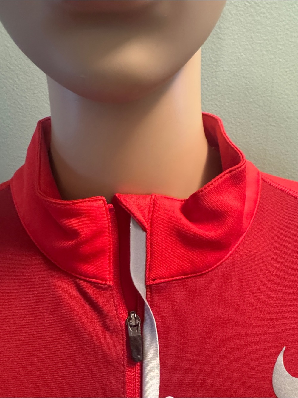 Nike Red Men's Quarter-Zip Pullover with White Zip Placket - Picture 5 of 6